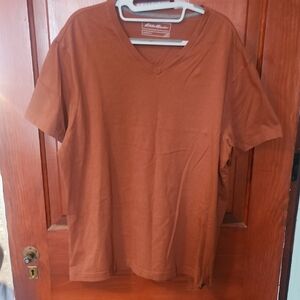 Eddie Bauer Burnt Orange V-Neck Tee
